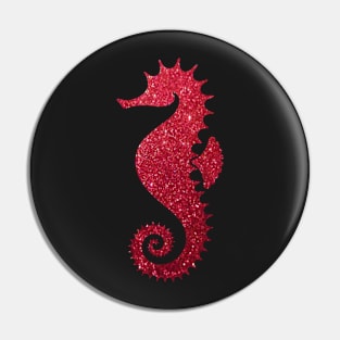 Red Faux Glitter Seahorse Pin