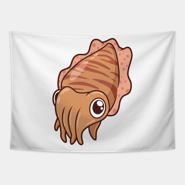 Kawaii Cuttlefish Tapestry by Modern Medieval Design