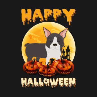 Boston Terrier Dog Scary Pumpkin Halloween Costume T-Shirt