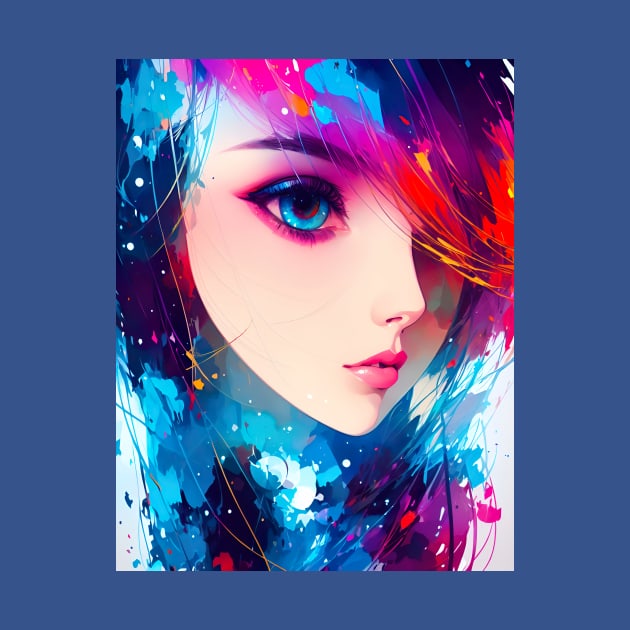 Abstract art of an anime girl, closeup view of beautiful eye by UmagineArts