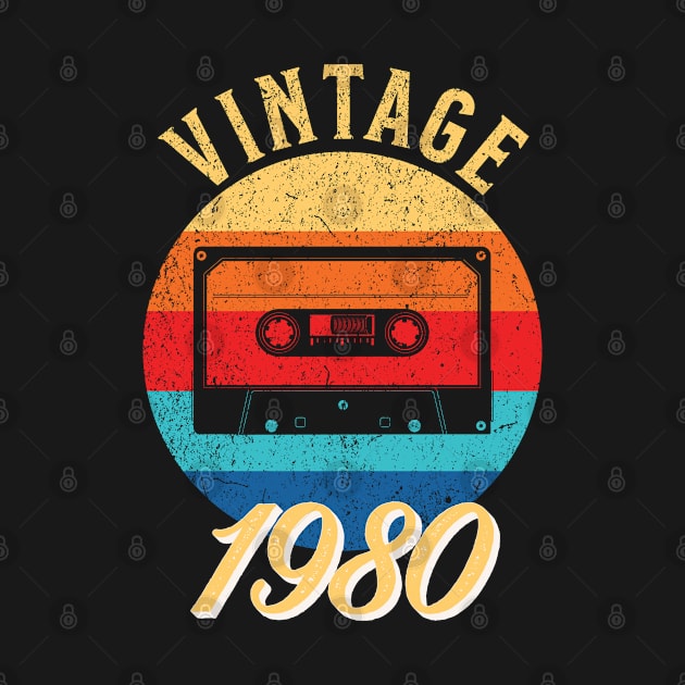 Vintage Year Since 1980 | Cassette | 42nd Birthday Gift by jiromie