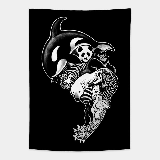 Monochromanimal (black) Tapestry by Waynem