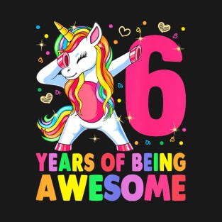 6 Years Old Unicorn Dabbing 6Th Birthday Girl Unicorn Party T-Shirt