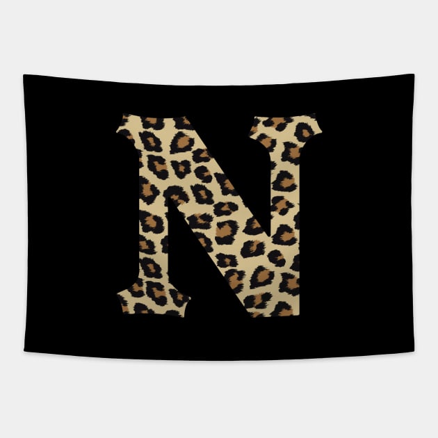 Letter N Leopard Cheetah Monogram Initial Tapestry by squeakyricardo