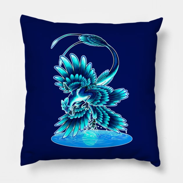 Faerie Dinosaurs - Microraptoria [Navy] Pillow by Radiantglyph