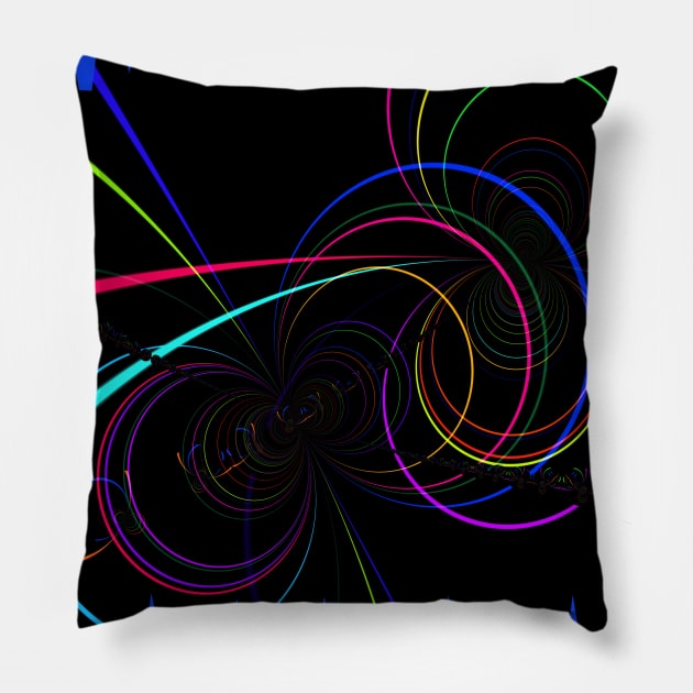 Neon Arcs and Spiral Lines Pillow by Gingezel