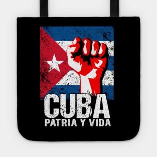 Cuba Patria Y Vida Patriotic Distressed Design Tote