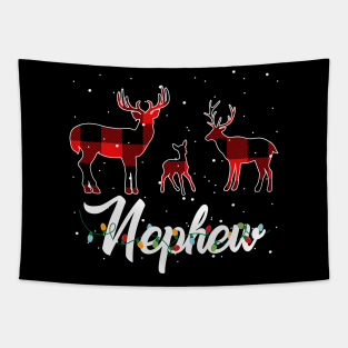 Nephew Reindeer Plaid Pajama Shirt Family Christmas Tapestry