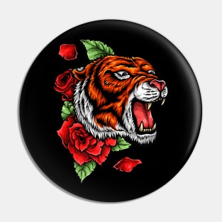 Tiger Roses Tattoo Pin