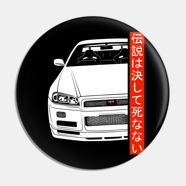 R34 GTR Skyline JDM Tuning Car Pin by Automotive Apparel & Accessoires