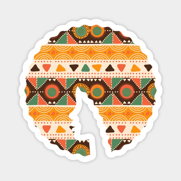 Afro Hair Woman with African Pattern, Black History Magnet by logiamerch
