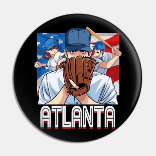 Atlanta Vintage Baseball Lovers American Flag Pin