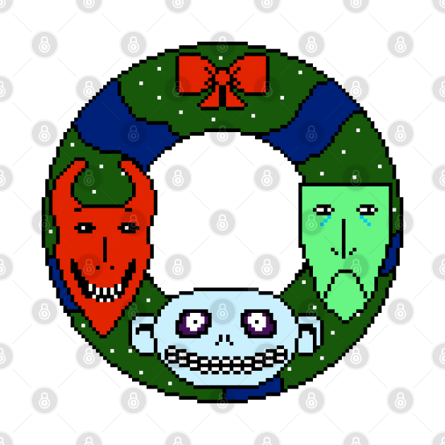 Pixelated Oogie's Boys Lock Shock and Barrel Christmas Wreath by pookiemccool