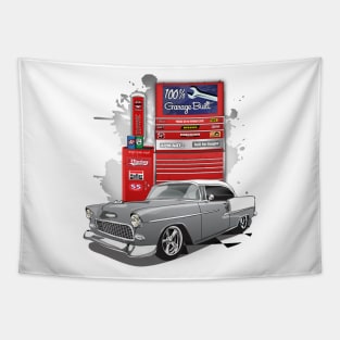 1955 Silver Gray Chevy Bel Air Garage Built Tapestry