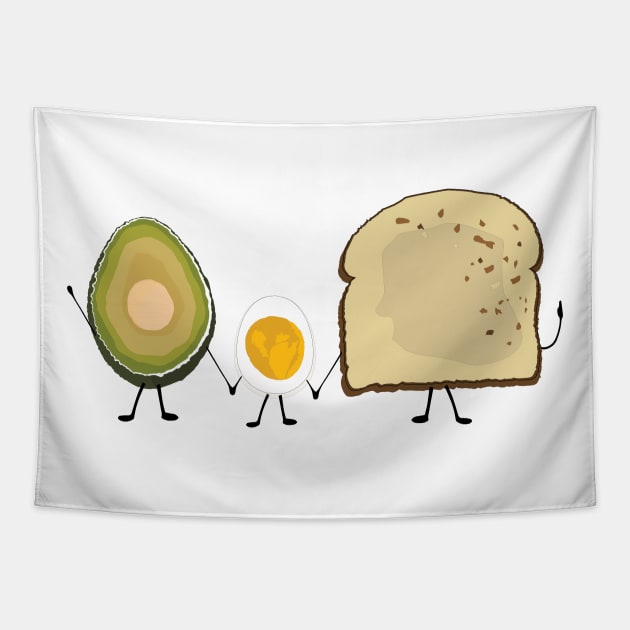 Unite: Avocado, Egg and Toast Edition Tapestry by Crafting Yellow