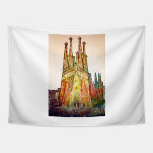 Barcelona. Sagrada Familia - White noon Tapestry