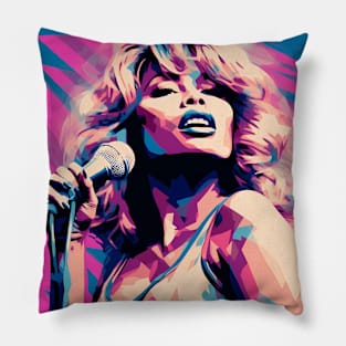 Tina Turner Funky Popart Portrait by LozsArt Pillow