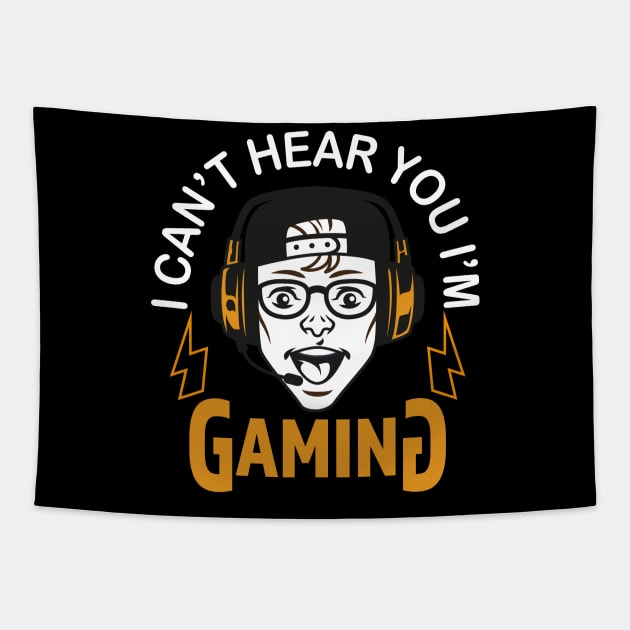 Can't Hear You I'm Gaming Video Gamer Headset Funny Tapestry by SPIRITY