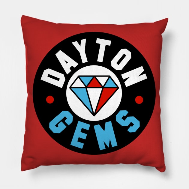 Vintage Dayton Gems Hockey 2009 Pillow by LocalZonly