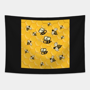 Mother's Day Gift Ideas: Cute Bee & Honeycomb pattern Happy Inspirational Design Save the Bees Tapestry