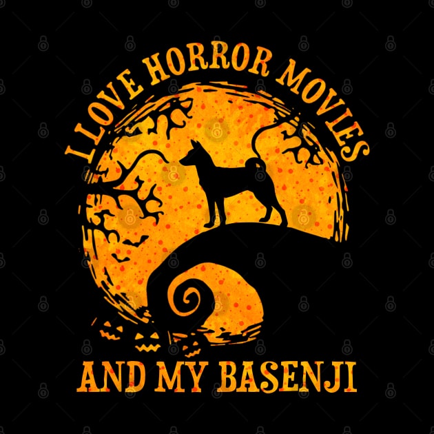 I Love Horror Movies And My Basenji Funny Dog Halloween Costume by luxembourgertreatable