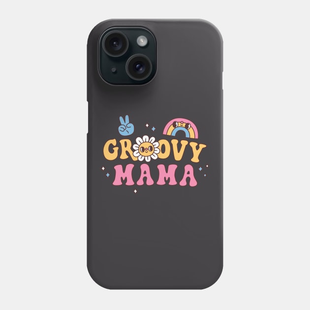 Groovy Mama Hippie Flower And Rainbow Phone Case by rustydoodle