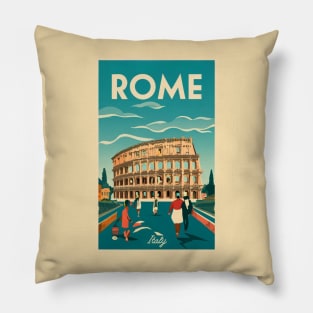 A Vintage Travel Art of Rome - Italy Pillow