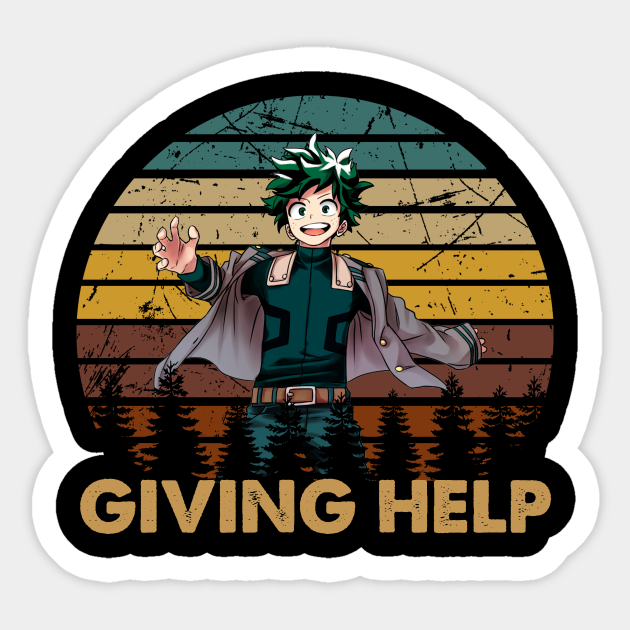 Retro Giving Help Midoriya Izuku My Hero Academia Manga My Hero Academia Sticker Teepublic
