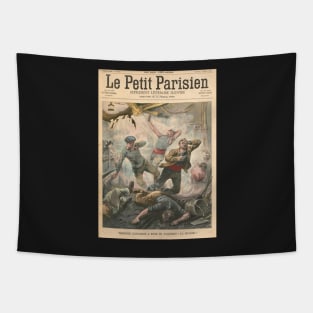 Explosion on packet boat La France 1900 Tapestry
