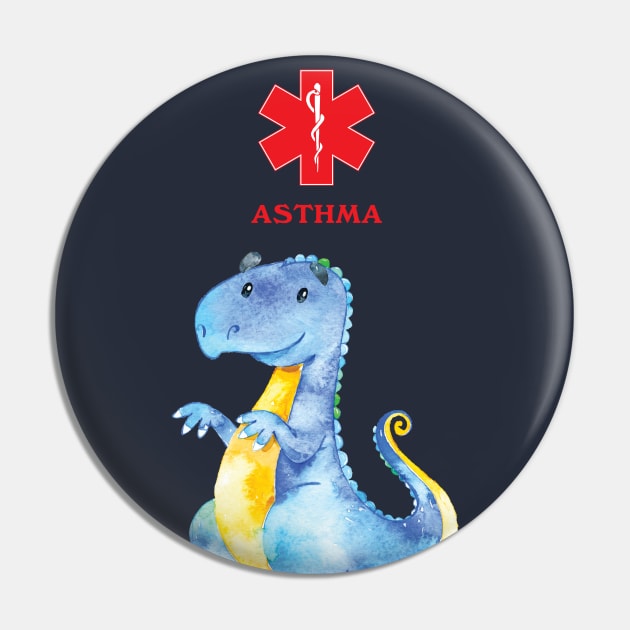 Medical Alert Asthma with Cute Dragon Pin by Pine Hill Goods