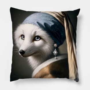 Wildlife Conservation - Pearl Earring Arctic Fox Meme Pillow