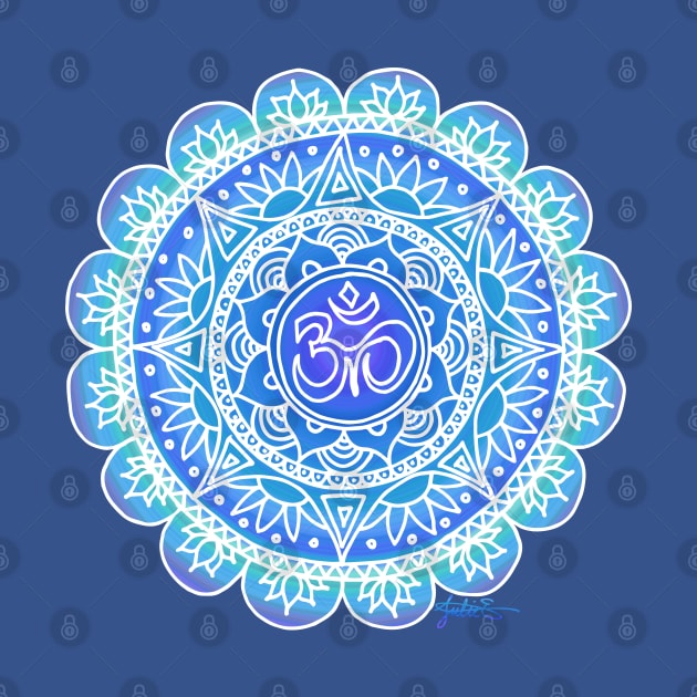 Blue Ohm Mandala by julieerindesigns