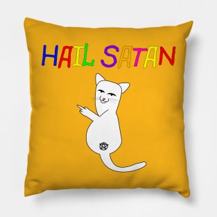 Hail Satan Middle Finger Cat Pillow