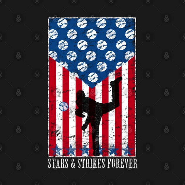 Stars and Strikes Forever Baseball Pitcher American Flag by TeeCreations