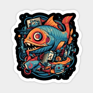 Mutant Robotic Fish doodle classic tshirt Magnet