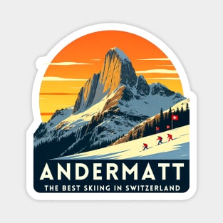Andermatt Skiing in Switzerland Vacation Trip Magnet