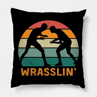 Wrasslin' Retro Sunset Pillow