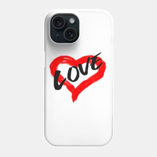 Valentines Day Love Heart in paint brush stroke design Phone Case