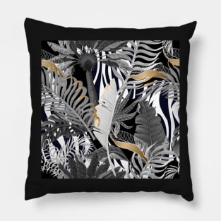 Shades of grey and gold jungle Pillow