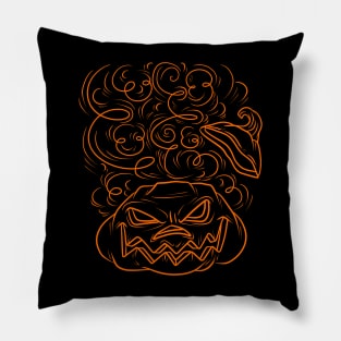 Halloween - Angry Orange Line Pumpkin Pillow