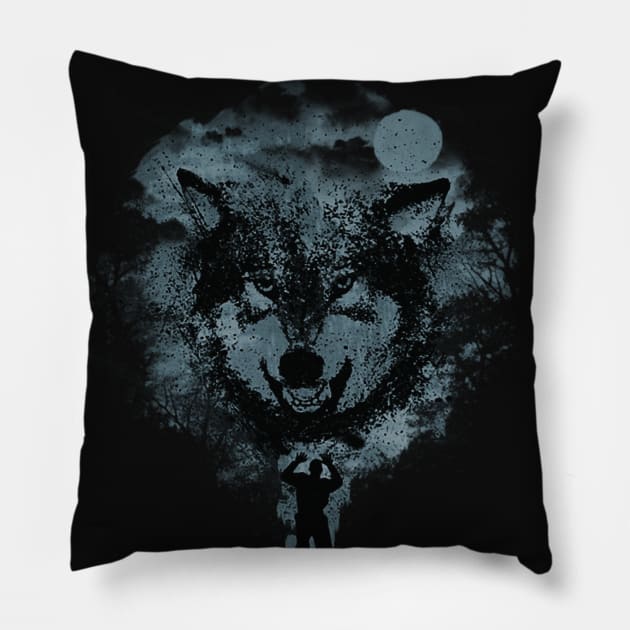 MAN vs WOLF Pillow by doriedot08