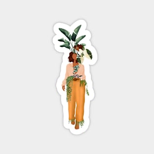 Plant Head, Girl Illustration Magnet