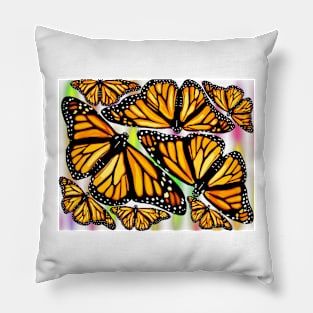 Monarch Butterflies on Starburst Background Pillow