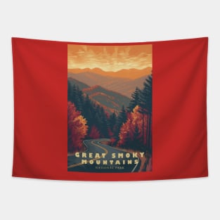 Great Smoky Mountains national park travel poster Tapestry