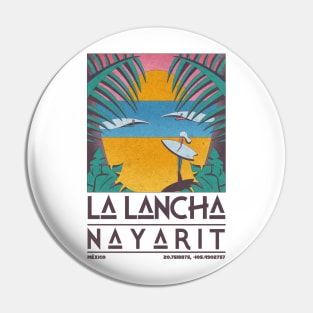 La Lancha, Nayarit, Mexico Retro Travel Poster Pin