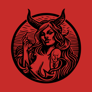 Devil Girl Woodcut T-Shirt