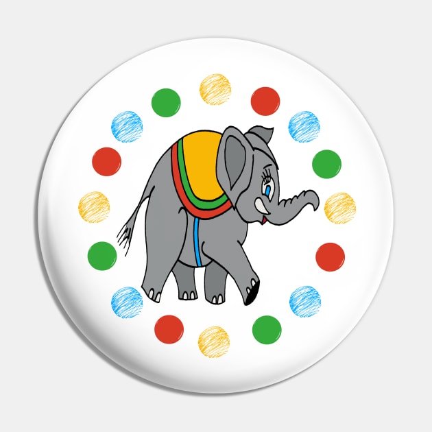 Playful  Elephant Art Pin by piksimp