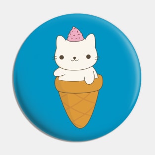 Kawaii Ice Cream Cat Cone T-Shirt Pin