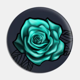 Turquoise rose Art Print Pin