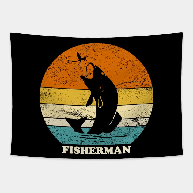 Vintage retro fisherman for fisherman Tapestry by Inyourdesigns